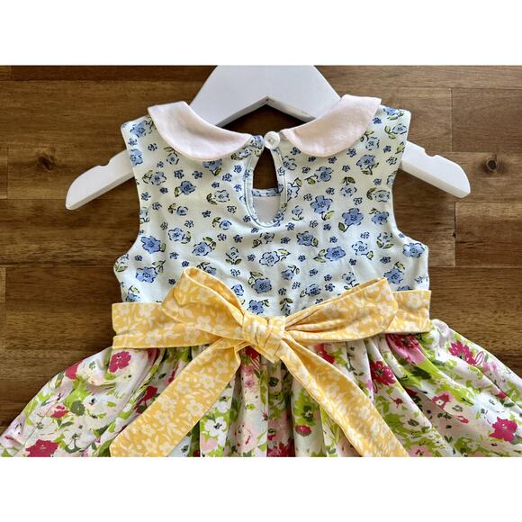 SweetHoney Belle Bubble Romper Proper Floral Sleeveless Blue Yellow Green 2T - Picture 6 of 11